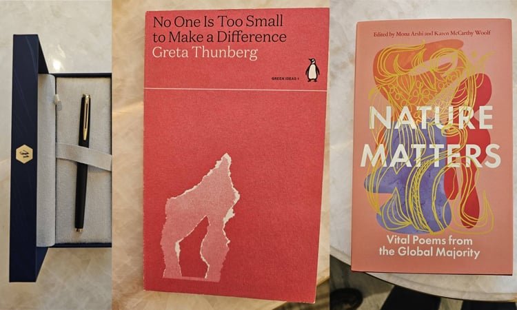 Tarique Rahman presents books, pen to CA